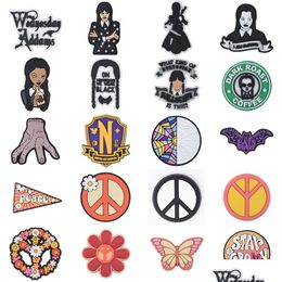 Shoe Parts Accessories Wednesday Adams Family Enamel Charms I Am Smiling Figure Girl Decoration Gift Selling Styles Drop Del Series Randomly