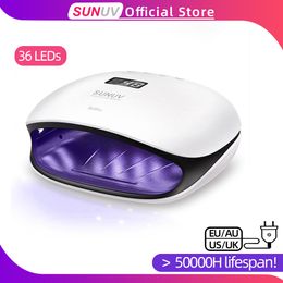 Nail Dryers SUNUV SUN4 48W UV LED Lamps Nail Dryer Lamp with LCD Display Smart UV Potherapy Nail Art Manicure Tool Ladies Gift 230814