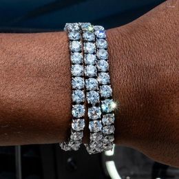 Charm Bracelets Mens Hip Hop Iced Out Bracelet Shining Round Cut CZ Cubic Zirconia Tennis Men's Bling Bangle