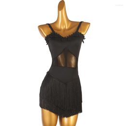 Stage Wear Summer Standard Black Dresses For Women Latin Dance Long Clothes Skirt (Spandex) Customise Costume Modern