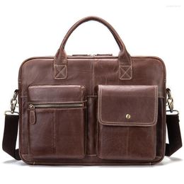 Briefcases Bag Men's Genuine Leather Laptop Fashion Designer Brand For Document Office Handbag Briefcase