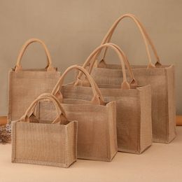 Evening Bags Vintage Women Linen Tote Shopper Purses Large Summer Beach Handbags Portable Eco Top Handle Shopping Bag Multiple Sizes Handbag 230812