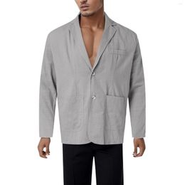 Men's Suits 2023 Spring Autumn Casual Linen And Cotton Safari For Men Clothing Solid Color Blazers Jackets Oversize Coat Male