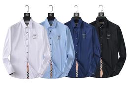 2023 new high-end shirt men's embroidery mercerized cotton free ironing solid Colour casual business long sleeve shirt M-XXXLA88
