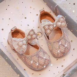 Sneakers Girls Party Shoes Dance Bling Wedding Pearl Mary Jane Square Toe Leather Performance shoes 47R 230814