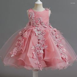 Vestidos de menina crianças orgganza flor-joelho de princesa aniversário de carnaval de casamento de festas de festas de casamento tamanho 4 6 8 12 12 champanhe rosa branco