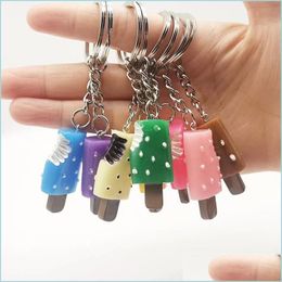 Keychains Lanyards Creative Fashion Ice Cream Key Chain Bag Handbag Car Pendant Wholesale Drop Delivery Accessories Dhi0S