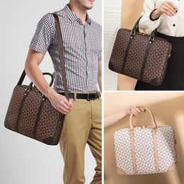 Briefcases Printed Leather Business Briefcase Men/Women Messenger Wheel Bag 14/16 Inches Laptop Shoulder Crossbody Computer Handbag