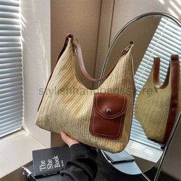 Shoulder Bags Large Capacity Bag Women's Bag 2023 Spring New Korean Simple Woven Bag College Student Commuter Tote Bagstylishhandbagsstore