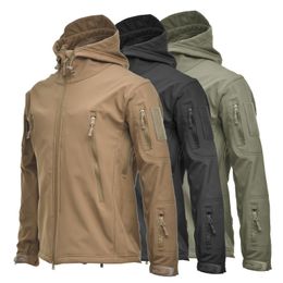 Men's Jackets Men US Military Winter Thermal Fleece Tactical Jacket Outdoors Sports Hooded Coat Military Softshell Hiking Outdoor Army Jackets 230812
