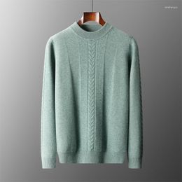 Men's Sweaters Autumn/Winter Cashmere Knitted Apparel Round Neck Solid Wheat Ear Pullover Fashion Breathable Blouse