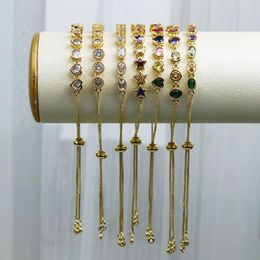 Charm Bracelets 6 Pcs Colorful Zirconia Mix Shape Crystal Charms Chain Fashion Jewelry Bracelet Charmy 40176