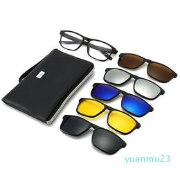 2023 5 in 1 Sunglasses clip on Polarized Glasses Clip Magnetic Driving Sunglasses Night Vision lentes