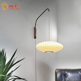 Wall Lamp Italian Design Atmosphere Silk Cloth LED E27 Zen Art Flying Saucer Mounted Porch Balcony Study Aisle Tea Room Bar