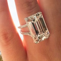 Band Rings Huitan Luxury Crystal Geometric Cubic Zirconia Wedding for Women Fashion Versatile Female Accessories High Quality Jewellery 230814