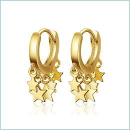 Hoop Huggie 2021 Fashion Simple Gold Sier Color Star Earrings For Women Round Personality Earings Jewelry Korean Orecchini Aretes 36 Dhluc