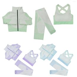 Active Sets Quick Drying Yoga Clothes Women Long Sleeved Fitness Clothing Exercise Tops Pants 3 Piece Suit Set