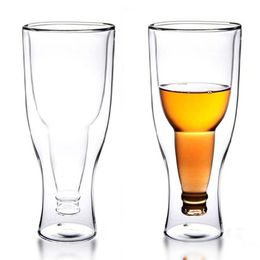 Creative glass Double cup Beer glass cold drink cup personality cup water cup can print LOGO