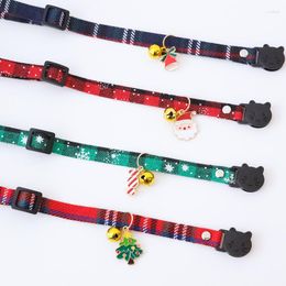 Cat Collars 1PCS Christmas Holiday Collar Adjustable Neck Strap Puppy Kitten Chihuahua With Bells Sound Pets Necklace Supplies