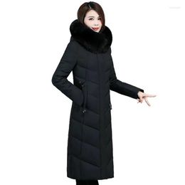 Women's Trench Coats 2023 Thickened Cotton Jacket Medium And Long Knee Length Slim Fit Winter Large Wool Collar Down Jac