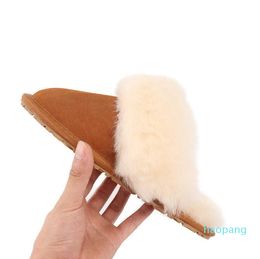 Genuine Leather Scuff Slipper slides Charcoal Chestnut Australia Women Men Sheepskin Wool Booties US3 US12 Sandal Suede Shearling Mule Slides Winter Shoes