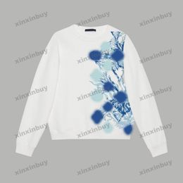 xinxinbuy Men women designer Sweatshirt seaweed Colorful graffiti printing sweater gray blue black white S-2XL