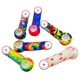 New Style Colourful Silicone Pipes Innovative Maleorgan Shape Portable Easy Clean Glass Nineholes Philtre Spoon Bowl Herb Tobacco Cigarette Holder Hand Smoking DHL