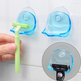 Bath Accessory Set GURET 1PC Plastic Shaver Holder Bathroom Washroom Wall Hook Hanging Suction Cup Toothbrush Razor Rack Clear Blue Storage