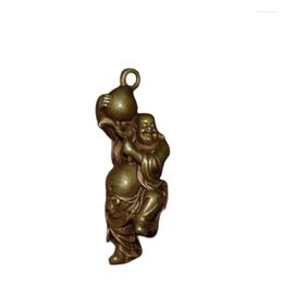 Decorative Figurines Chinese Laughing Buddha Maitreya Pendant Necklace Buddhist Bronze Lucky Amulet Jewellery Gi