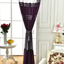 Curtain Purple striped tulle curtains for living room bedroom sheer curtain for window treatment home decoration