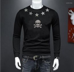 Men's Hoodies Pullover Sweatshirts Men Summer Drop Rhinestones Casual Slim Solid