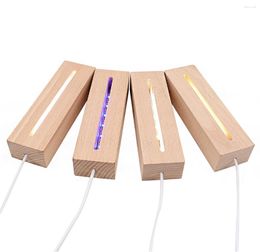 Night Lights 5.9 Inch Wooden Rectangle 3D Light Illusion Base