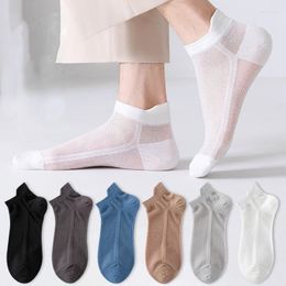Men's Socks Summer Mesh Breathable Solid Colour Fashion Thin Short Outdoor Sports Sweat Absorption Casual