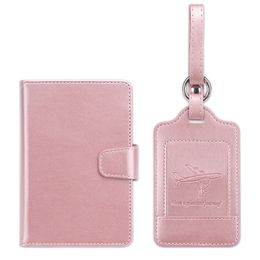 3sets Card Holder PU Plain Business Travel Credit Card Passport Cover Plane Letter Luggage Tag Mix Color