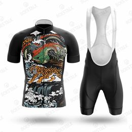 Cycling Jersey Sets men tiger dragon Cycling Clothing Summer Cycling Jersey Set Road Race Bike Shirt Suit Short Sleeve MTB Bicycle Bib Shorts 230815