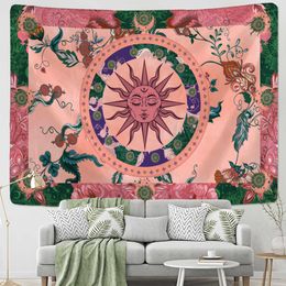 Tapestries Retro Burning Sun Tapestry Wall Hanging Vine Hippie Mystery Room Artist Home Decor