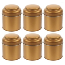 Storage Bottles 6 Pcs Caps Small Tea Tins Canister Jars Tinplate Candy Stand Snack Holder Home Iron Container