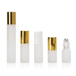 3ML 5ML 10ML Frosted Rollon Bottle With Stainless Steel Roller Ball Roll-on Bottle Essential Oil Fragrance Container Tube Vial Golden C Wcos