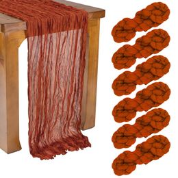 Table Runner 6 Packs Gauze Table Runners 35 x 120 inches Boho Table Runner Terracotta Cheese Table Decoration for Wedding Party Table Decor 230814