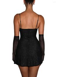 Casual Dresses Women S Sparkling Sequin Sleeveless Bodycon Dress With Low-Cut Spaghetti Straps And Backless Design Perfect For Cocktail