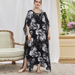 Women's Sleepwear Plus Size Pyjamas Luxury Comfortable Loose Printed Short Sleeve Nightgown Long Dress