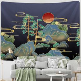 Tapestries Chinese Lotus Tapestry Wall Hanging Hippie Style Art Painting Bedroom Living Room Home Decor