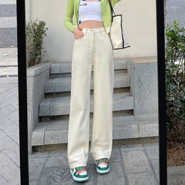 Women's Jeans Brand Women High Waist Wide Leg Cotton Denim Clothing Blue White Streetwear Straight Pants Baggy Harajuku Trousers