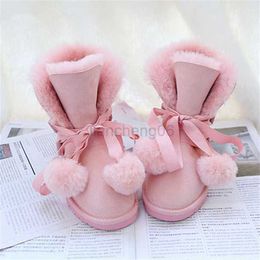 Dress Shoes New Arrival 100% Natural Fur 2023 Genuine Sheepskin Women's Snow Boots Winter Warm Shoes Warm Wool Woman Boots X230519