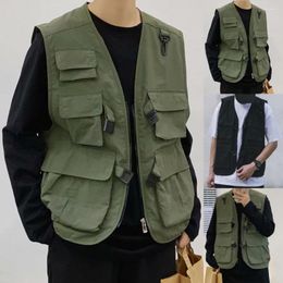 Men's Vests Chic Cargo Waistcoat Multi Pockets Multifunctional Breathable Men Thin