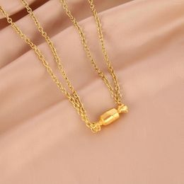 Pendant Necklaces Vintage Punk Magnetic Heart Couples Necklace For Women Men Lovers 2023 Trend Ring Neck Chain Valentine'S Day Gifts