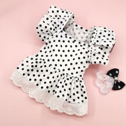 Dog Apparel Pet Princess Dress Spring Summer Puppy Sweet Dot Skirt Cat Fashion Lace Shirt Small Soft Clothes Yorkshire Chihuahua Poodle