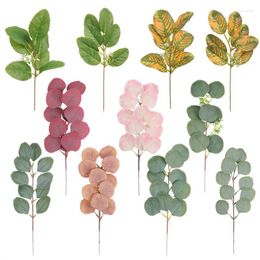 Decorative Flowers 1PC Artificial Eucalyptus Leaves Tall Silver Dollar Leaf Greenery Stems Silk Plants For Home Wedding Party Decor