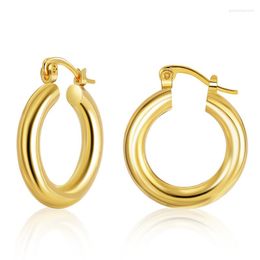 Hoop Earrings 18K Gold Plated Fashion Jewellery Shine Metal Simple For Women Holiday Party Daily Elegant Earring Accessories