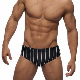 Men's Swimwear Mens Black Printed Swimsuits Quick Dry Swim Briefs Sexy Male Low Waist Bathing Trunks Sport Beach Bikini Surfing Shorts